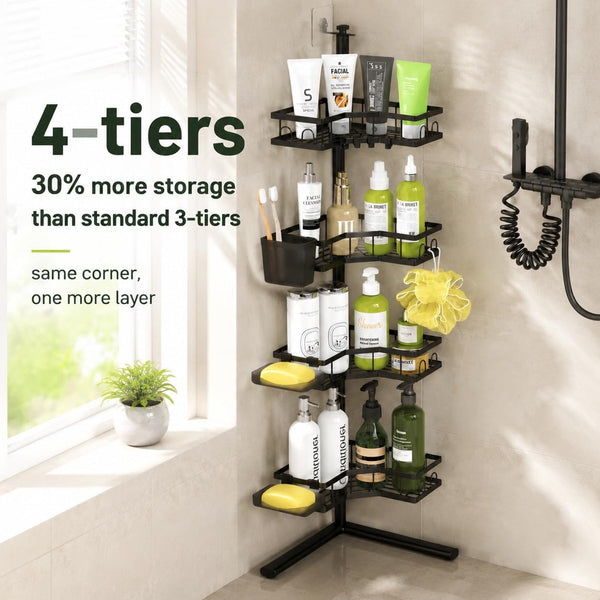 Standing Corner Shower Caddy - 4-Tier Rustproof Adjustable Shower Shelves9