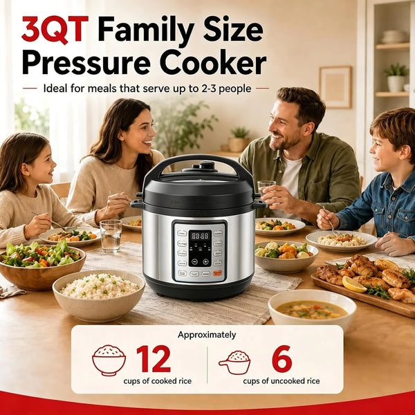 Electric Pressure Cooker 3Qt, 10 Presets Instant Multi Cooker, Olla De Presion Nonstick Pot 3 Quarts for Slow Cook, Rice Cook, Steam, Sauté, Canning, Yogurt Maker, Warm, Silver and Black4