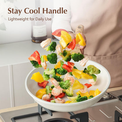 10Inch Nonstick Ceramic Frying Pan with Lid, PFAS/PTFE/PFOA Free | Ceramic Omelette Pan Skillet, Healthy Non-Toxic Chef'S Pan, Induction Compatible Pan, Heat Resistant Handle8