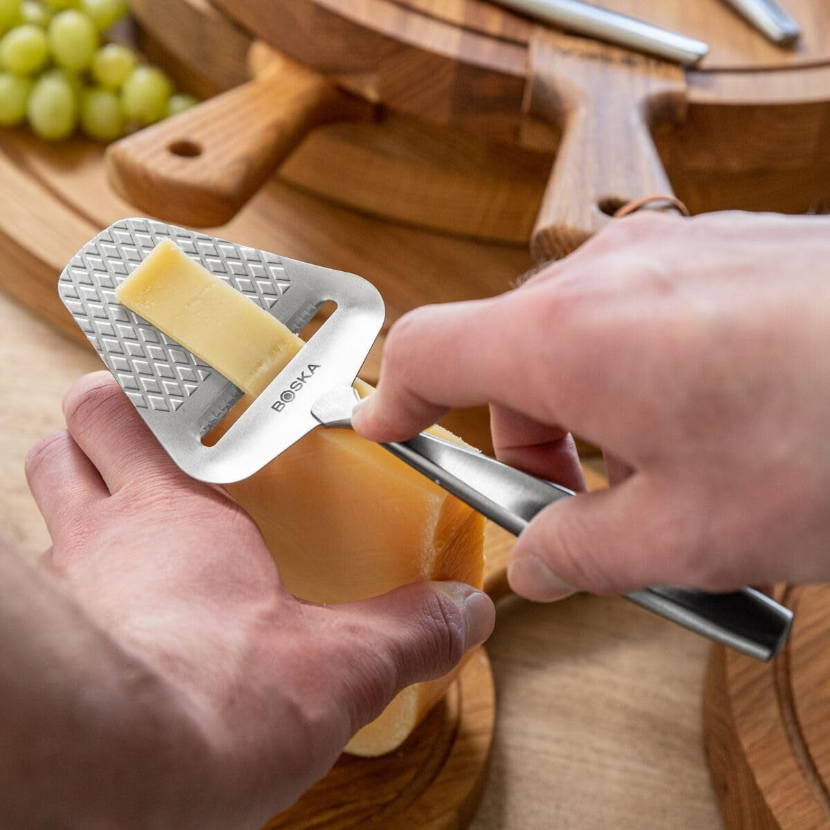 boska-monaco-premium-cheese-slicer-award-winning-cheese-cutter-for-block-cheese-cheddar-up-to-parmesan-quilted-pattern-reduces-resistance-non-stick-ergonomic-handheld