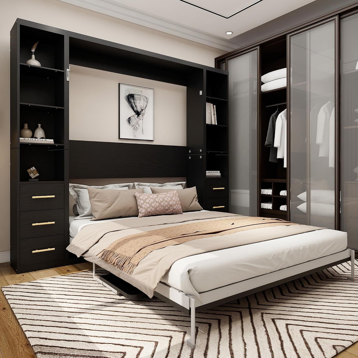 queen-size-vertical-cabinet-metal-murphy-bed-with-desk-black