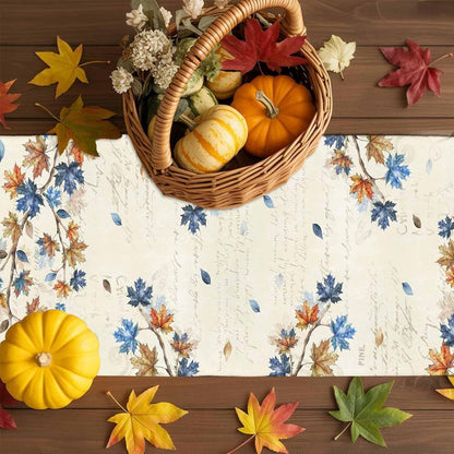 Fall Navy Blue Pumpkins Table Runner - 36 Inch Long, Thanksgiving Maple Leaves Kitchen Dining Table Runner Dresser Scarves, Rustic White Orange Pumpkin Decor for Coffee Table Party Banquet7