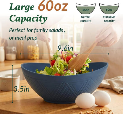 60Oz Wheat Straw Bowls Set of 6 Salad Bowls Large Popcorn Bowl Unbreakable Serving Bowls Microwave & Dishwasher Safe Bowl Set Centerpiece Bowls for Kitchen, Party, Decor, Camping (Multi)2