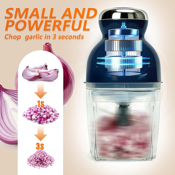 Electric Garlic Mincer & Onion Chopper, 17Oz Mini Food Processor | 250W Motor, One-Touch Control, Stainless Steel S-Blades, Chops, Minces, Grinds, Whisks4