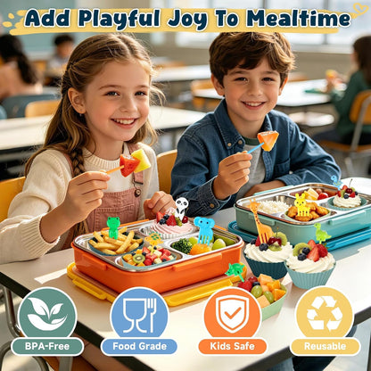 66PCS Silicone Lunch Box Dividers & Cute Animal Food Picks for Kids | 20 Reusable Silicone Cupcake Liners, Muffin Baking Cups, 46 Fruit Toothpicks, School Lunchbox Bento Box Accessories Supplies2