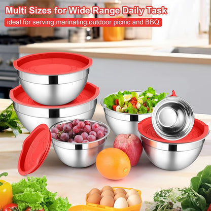 6 Pack Mixing Bowls Sets, Stainless Steel Metal Bowl for Kitchen6