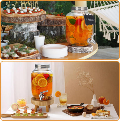 1 Gallon Glass Beverage Dispenser with Lid, Stainless Steel Spigot, Glass Drink Dispensers for Parties, Lemonade Dispenser with Ice Cylinder for Weddings, Party,Sun Tea Jar, Water Juice Dispensers7