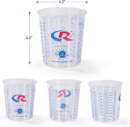 Paint Mixing Cup 20 Ounce, Accurate Measurements in Ratios and OZ. and ML, 12PCS Plastic Graduated Measuring Cups for Paint, Resin, Epoxy, Acrylic, Pigments, Art5