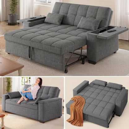 Convertible Sofa Bed 63.6'' 3 in 1 Sleeper Sofa Small Loveseat Couch1