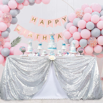 Sequin Tablecloth Silver 72''X72'' Square Glitter Table Cover Silver Table Cloths for Parties Wedding Tablecover Event Decor Sparkley Tablecloth Kitchen Linen4