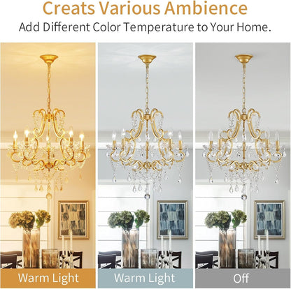 Crystal Chandelier, 5-Light Gold Chandelier for Dining Room Light Fixture, K9 Crystal Pendant Ceiling Light Fixture, Modern Candle Chandelier for Living Room Kitchen Island Entryway Bedroom3