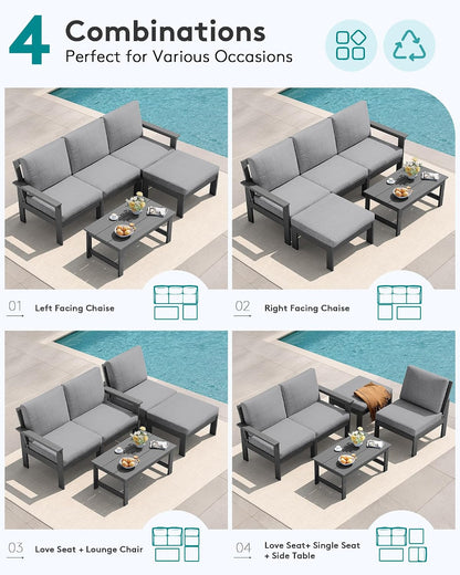 HDPE Outdoor Sectional with Ottoman & Coffee Table5
