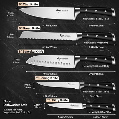 Kitchen Knife Set 5 Piece,Chef Knife Set with Ergonomic Handle | Professional Kitchen Knives for High Carbon Stainless Steel Knives Set , Cooking Knives Sets with Gift Box4