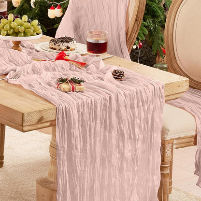 6 Pack Dusty Pink Cheesecloth Table Runners Boho Gauze Home Decor1