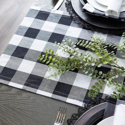 Buffalo Check Collection, Classic Farmhouse Table Runner, 14X108, Black & White5