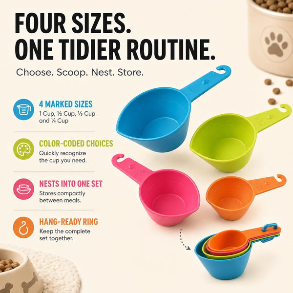 Sungrow Cat Food Measuring Cup Set, 4-Piece Pet Food Scoops for Dogs & Cats2