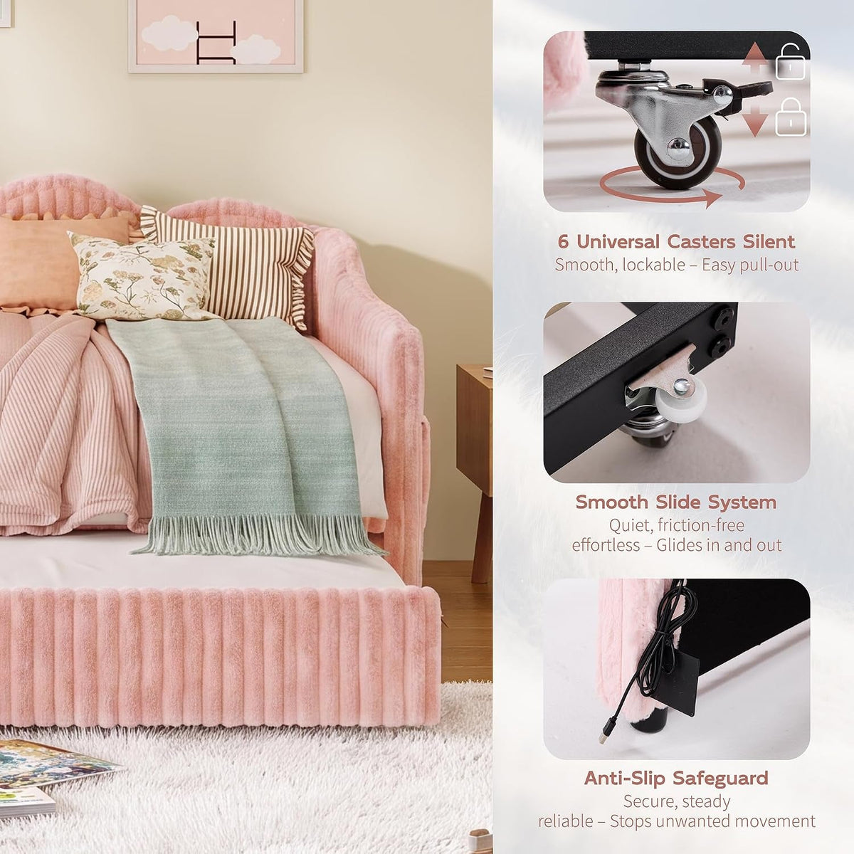 twin-size-faux-fur-upholstered-daybed-with-trundle-side-pockets-pink