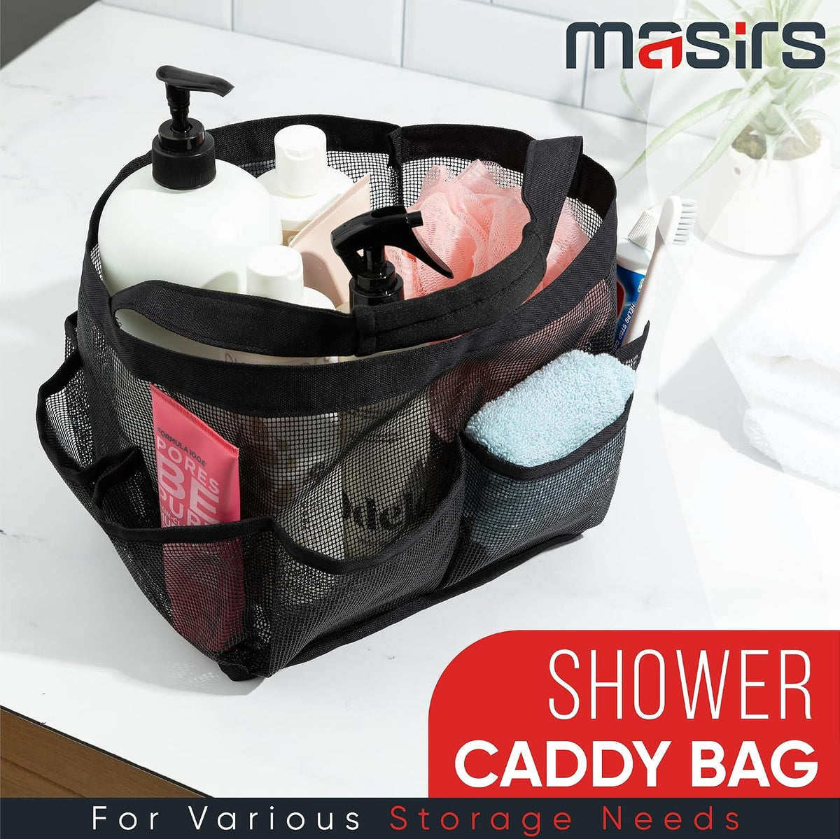 shower-caddy-mesh-9-pocket-portable-bathroom-organizer-tote-for-travel-gym-dorm-collapsible-small-shower-caddy-bag-to-hold-toiletries-essentials-black