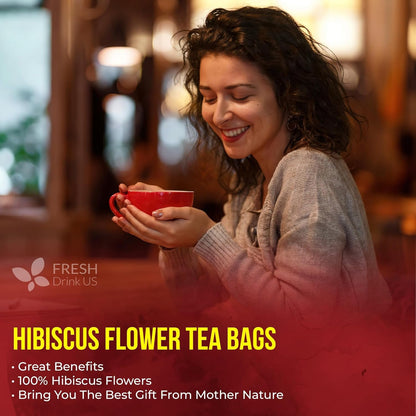 , 140 Bags Hibiscus Flowers Tea, 100% Natural and Pure. Loose Flower Hibiscus Herbal Tea. Hibiscus Flower Tea. No Sugar, No Caffeine, No Gluten, Vegan.8