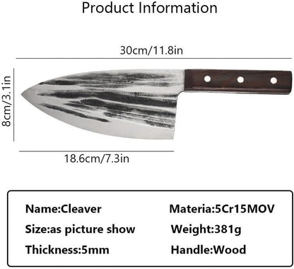 Meat Cleaver, 7.3 Inch Forged Butcher Knives with Wood Handle Slicing Chopping Meat Cutter Handmade Household Carving Knife2