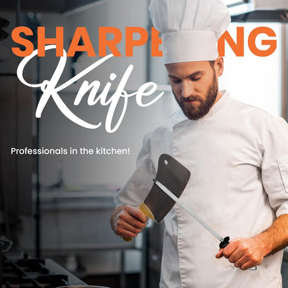 Knife Sharpener Rod 12 Inch Honing Rod for Sharpening | Professional Grade, Hanging Hook Included, Durable Steel Rod, Kitchen and Chef Use6