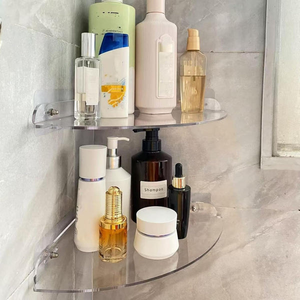 Acrylic Corner Shelves, Adhesive Shelf, Shower Caddy Organizer for Home Decor,Clear Shower Shelf,No Drilling Wall Mounted Bathroom Shelves2