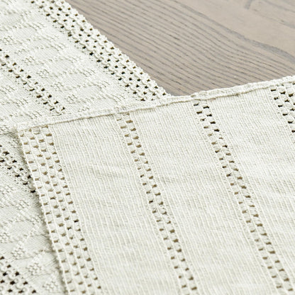 Beige Woven Farmhouse Hollow Table Runner 12X72 Inch4