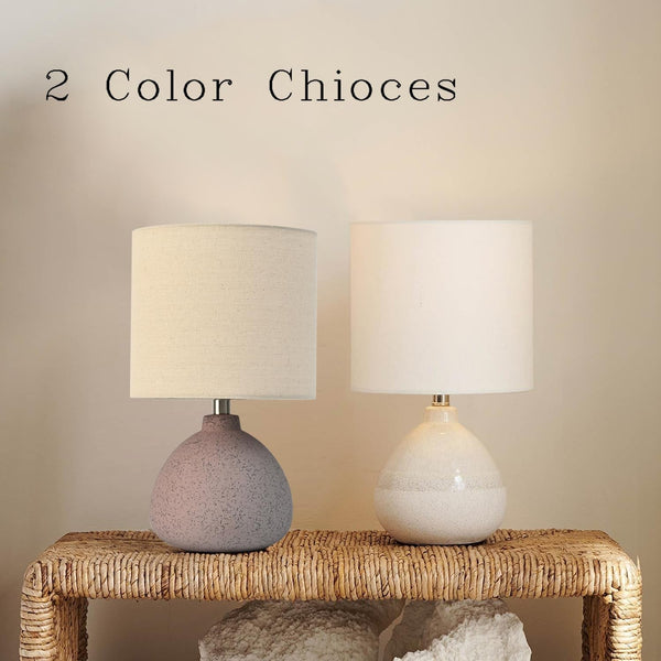 Earth Brown Rustic Ceramic Table Lamp Set of 2, Small Table Lamp Farmhouse Rustic Lamp Set Bedside Table Lamps for Bedroom Nightstand Side Table Lamps for Living Room, 13.7IN6