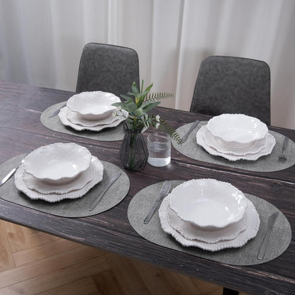 Creamy Beaded Melamine Dinnerware Sets, Set of 6,18 Piece Farmhouse Plates and Bowls Set, Lightweight, Bpa-Free Scalloped Rim Dishes Dinner Serving Set for Indoor & Outdoor Use, Off-White5