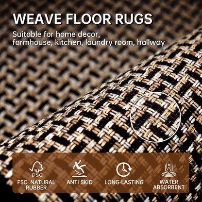 Kitchen Rugs and Mats Non Slip Washable Set of 2 PCS, Absorbent Runner Rugs for Kitchen, Front of Sink, Kitchen Mats for Floor, 17.3"X47"+17.3"X29" (Black) | 17.3"X47"+17.3"X29", Absorbent Woven Runner Set with Cushioned Rubber Backing for Sinks, Bathroom Vanities and Laundry Rooms3
