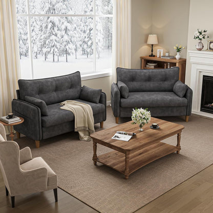 50" Mini Loveseat Couch for Small Space | Tufted Love Seat Couches for Bedroom and Apartment | Small Sofa Dark Grey7