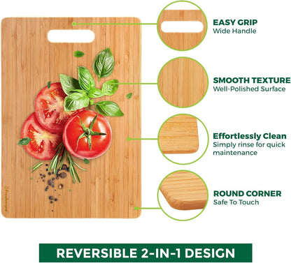 Bamboo Cutting Board Set of 3, Wooden Cutting Boards for Kitchen, Knife Friendly Food Grade Chopping Board, Lightweight with Hanging Hole for Easy Storage6