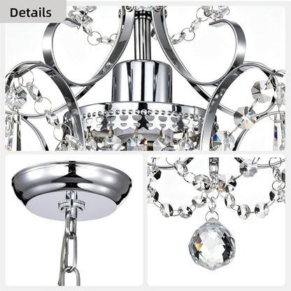 Amorette Mini Chandelier Chrome Crystal Chandeliers, 1 Light Modern Elegant Glam Ceiling Light Fixture Chrome, Adjustable Hanging Lighting for Closet, Bedroom, Girls Room, Kitchen Island5