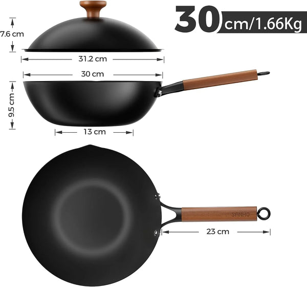 12 Inch Carbon Steel Wok Pan, 4QT Woks & Stir-Fry Pans Nonstick with Lid, No Seasoning Required & 0 Coating, Compatible with All Cooktops & Utensils for Stir Fry, Pan-Fry, Steam, Camping8