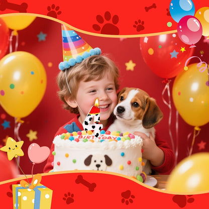 Dog Paw Birthday Candles, Number Candles for Birthday Party Cake Decoration Supplies (Red, Number 4)6