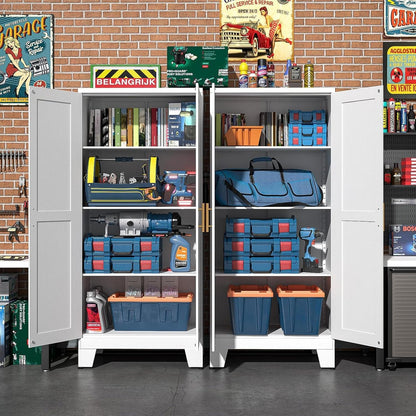 White Metal Storage Cabinet, 61" Kitchen Pantry Cabinets for Office6