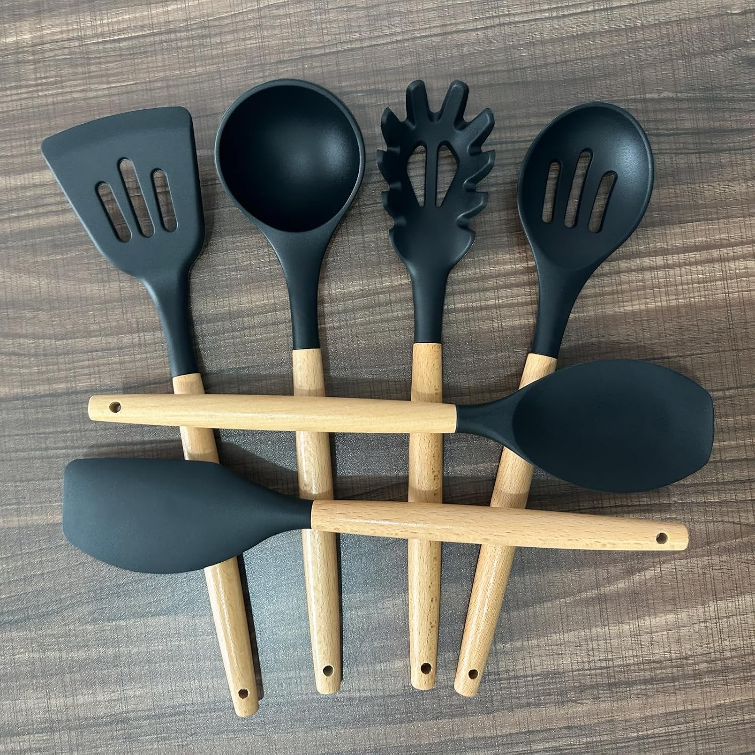 silicone-kitchen-utensils-set-of-6-cooking-utensils-set-with-heat-resistant-wooden-handle-nonstick-silicone-spatula-spoon-turner-ladle-cooking-kitchen-gadget-for-cookware-baking-bpa-free