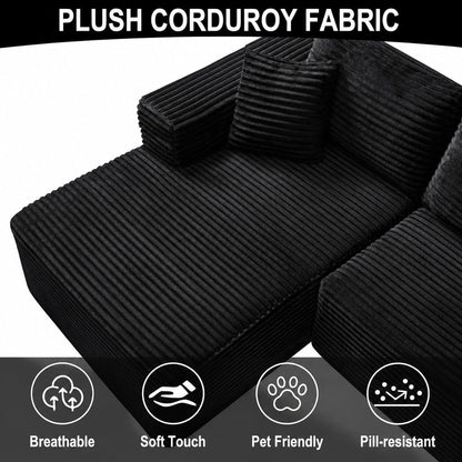 108" Modular Sectional Cloud Couch for Living Room Deep Seat L Shapes Boneless Couch with Oversized Chaise Lounge, Comfy Memory Foam Flannel Fabric Sofa for Bedroom Apartment, No Assembly Required6