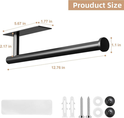 Paper Towel Holder, Improved Premium Paper Towel Holder under Cabinet, Stainless Steel Paper Towel Holders Rack for Kitchen, Bathroom, Pantry, Fridge, Adhesive or Drilling, Black4