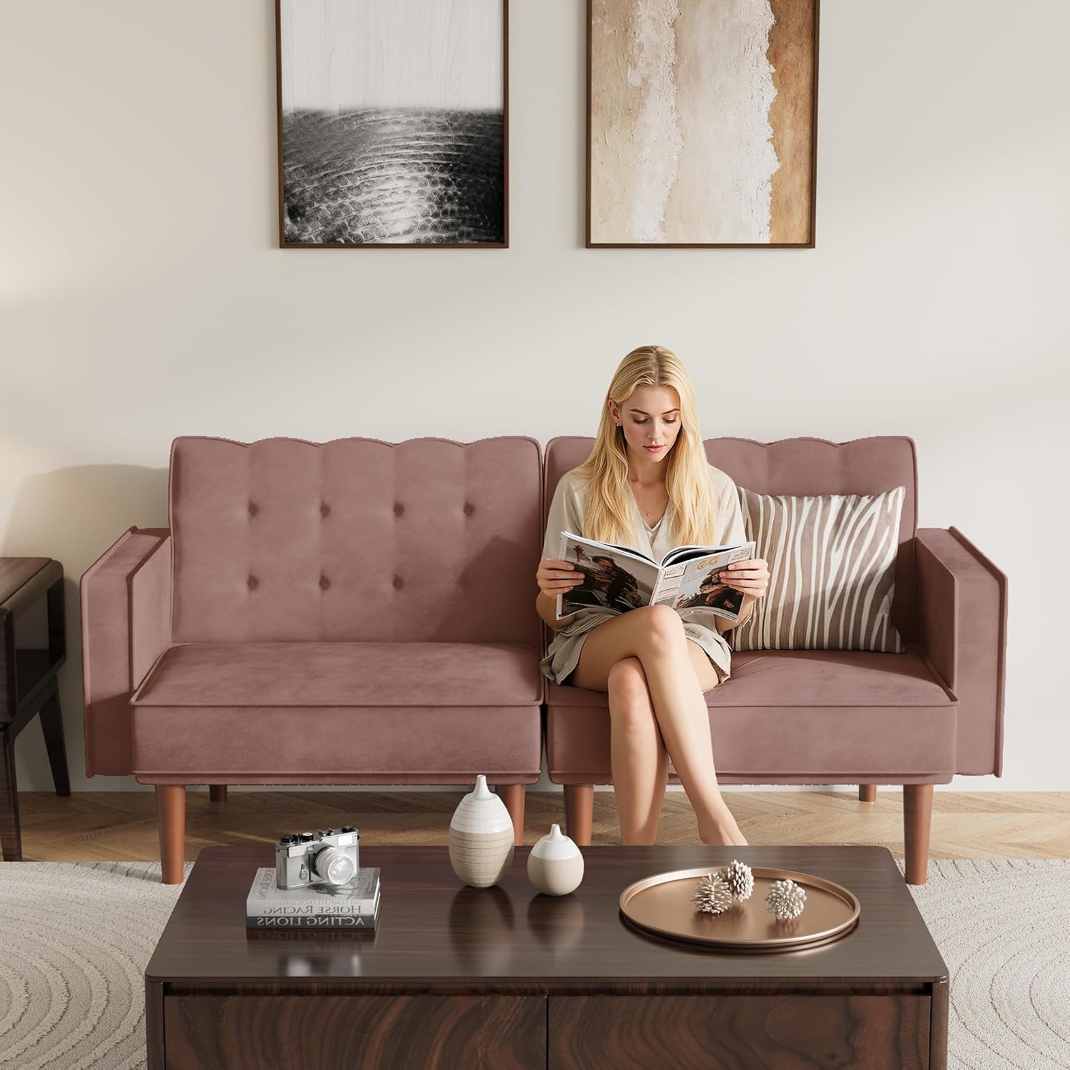 71-velvet-futon-sofa-bed-versatile-loveseat-couch-sleeper-sofa-with-adjustable-backrest-mid-century-modern-futon-couch-for-small-space-living-room-office-apartment-velvet-fabric-pink