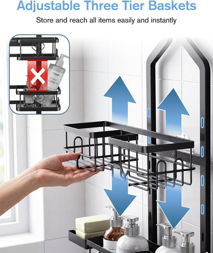 Shower Caddy Hanging, 3-Tier Hanging Shower Caddy over Showerhead & Door5