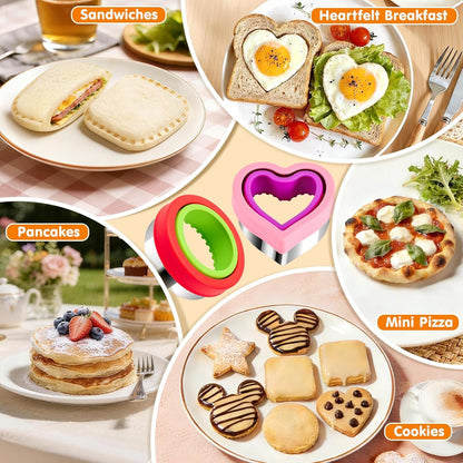 Sandwich Cutters for Kids Lunch, Breakfast Crustless Sandwich Maker | Sandwich Cutter and Sealer Variety Cookie Cutters Bread Decruster School Lunch Bento Box Accessories for Kids Children4