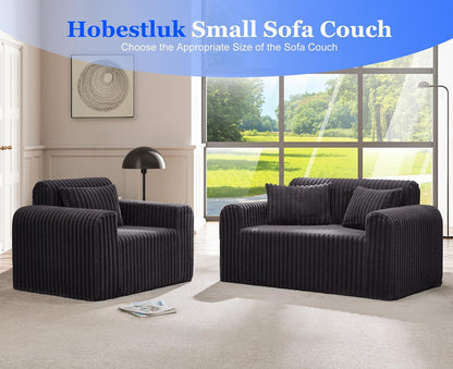 2-Seater Foam Sofa with Pillows Comfy Couch for Small Spaces6