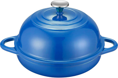 Dutch Oven Cast Iron Bread Oven with Cloche Dome Lid for Baking Sourdough, Artisan Bread, Pizza | Enameled Cast Iron Combo Cooker for Baking, Braising, Roasting | Magenta Enameled Finish2