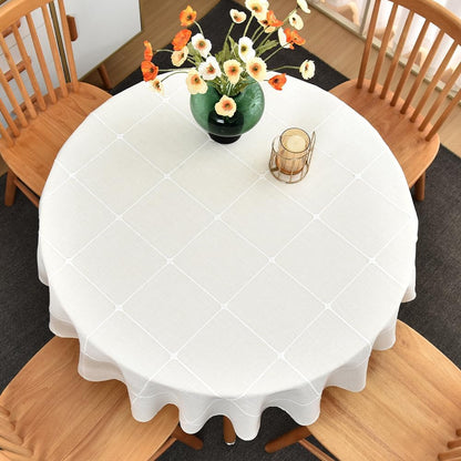 White round Tablecloth 53 Inch round Table Cover Linen2