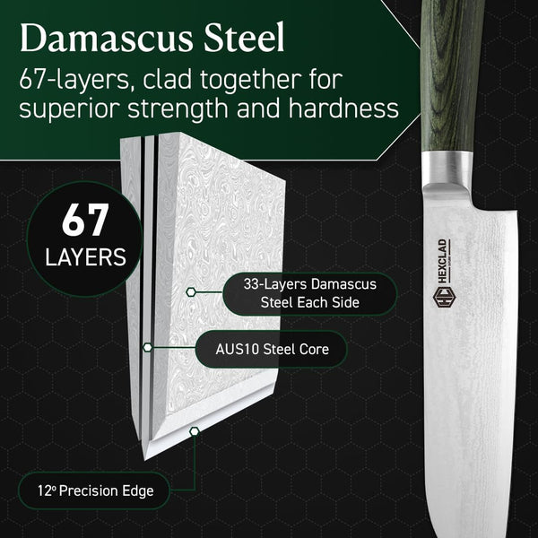 Hexclad 7" Japanese Damascus Stainless Steel Santoku Knife, Full Tang5