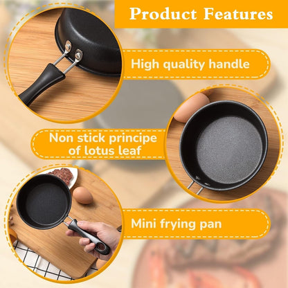 Egg Frying Pan, 4.7 Inch Single Egg Durable Small Cooking Pot with Handle Nonstick Frying Pan with Lid Covered Heat Resistant Small Skillet Portable round Omelet Skillet for Stove3