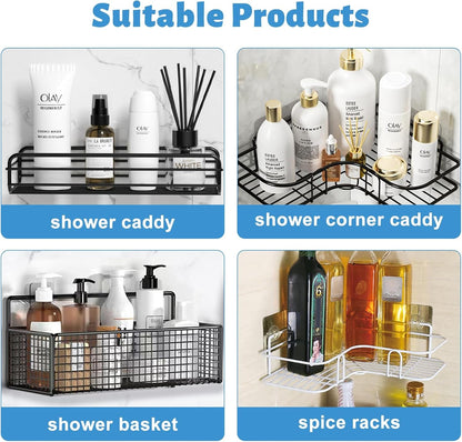 4 Pack Clear Adhesive Suction Sticker for No Drilling Bathroom Shower Shelf Accessories, Super Strong Adhesive Wall Sticker for Shower Caddy and More4