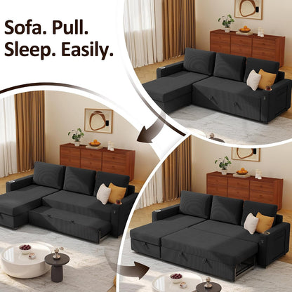 80" Sectional Sleeper Sofa Bed Pull Out Couches for Living Room4
