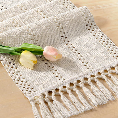 Boho Table Runner Fall Farmhouse Rustic Dining Dresser Scarf Home Decor1